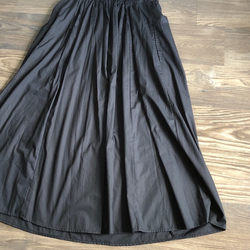 NWT Abercrombie and Fitch Strapless Midi Dress Black Poplin Pleated Ruched - Picture 10 of 15